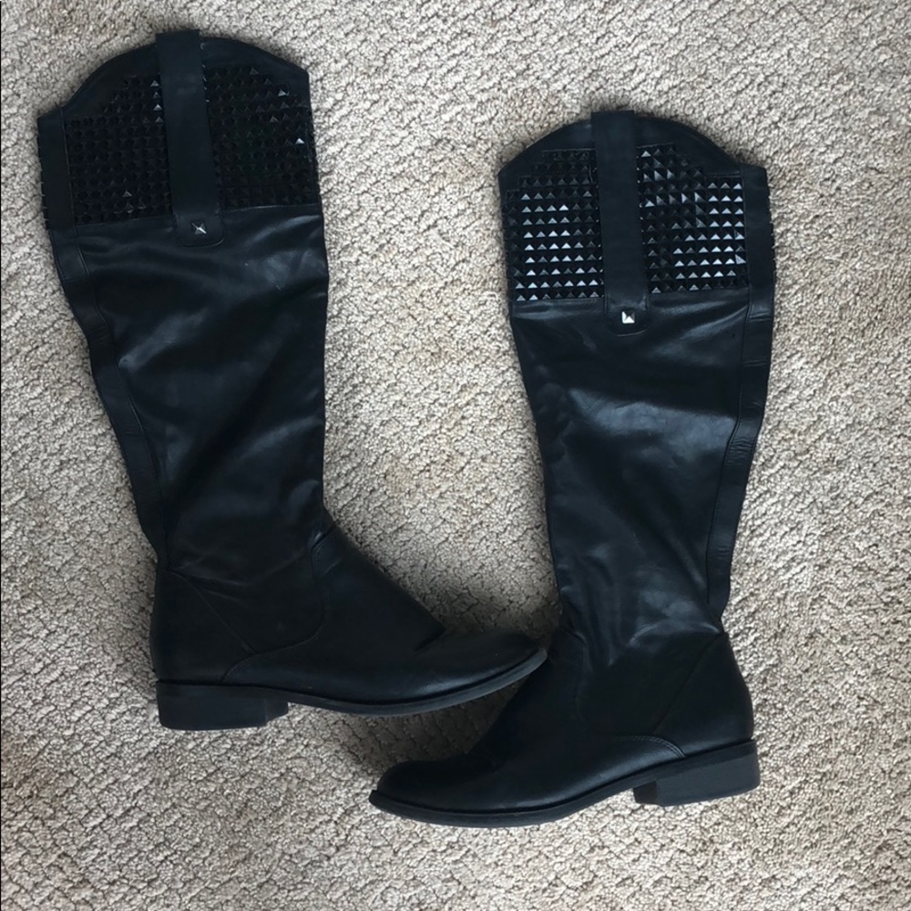Studded Black Knee-high Boots